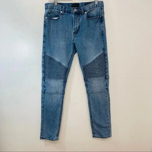 Bullhead Mens Jeans 30x30 Stacked Skinny Blue Light Wash Cotton Blend Moto